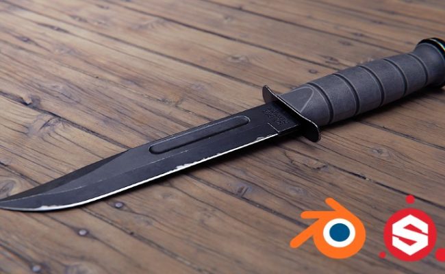 Combat Knife 3D Game Asset in Blender and Substance Painter